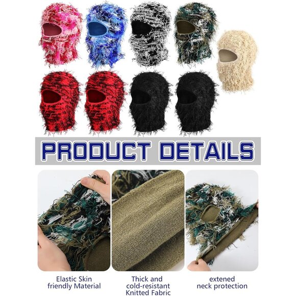 9 Pcs Knitted Balaclavas Winter Ski Masks Full Face Neck Warmers Men Women - Picture 4 of 6